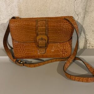 Patricia Nash Cognac Croc-Embossed Leather Crossbody